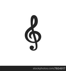 Treble clef icon isolated musical note template. Vector G-clef thin line sign. Musical note sign isolated vector treble clef