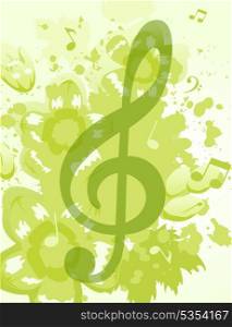 Treble clef. Treble clef against the nature. A vector illustration