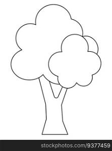 Tree, a simple image of a plant - a vector linear picture for a children's coloring book. Outline. Tree stylized black and white image for coloring