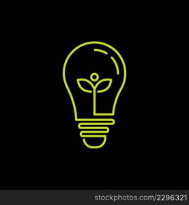 Tree and bulb line ilustration logo vector design