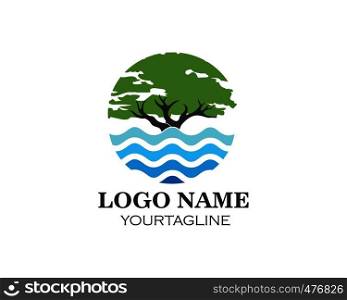 tree and water symbol and icon of go green eco nature vector