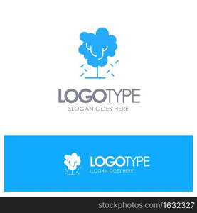 Tree, Apple, Apple Tree, Nature, Spring Blue Solid Logo with place for tagline