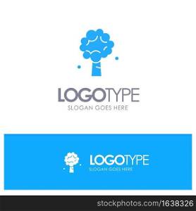 Tree, Apple, Apple Tree, Nature, Spring Blue Solid Logo with place for tagline