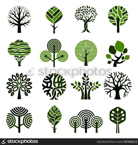 Tree badges. Abstract graphic nature eco pictures simple growth plants vector emblem. Plant growth and eco emblem environment illustration. Tree badges. Abstract graphic nature eco pictures simple growth plants vector emblem