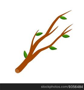 Tree branch with leaf on white background illustration. Plant Element of wood and nature. Flat simple illustration. Tree branch with leaf