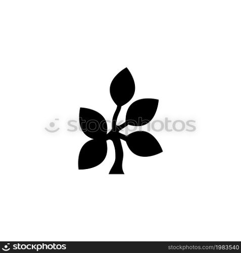 Tree Branch with Leaves. Flat Vector Icon illustration. Simple black symbol on white background. Tree Branch with Leaves sign design template for web and mobile UI element. Tree Branch with Leaves Vector Icon