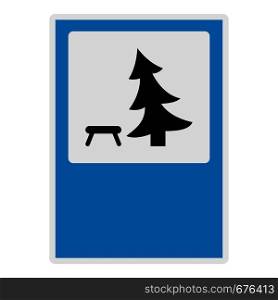 Tree by the bench icon. Flat illustration of tree by the bench vector icon for web.. Tree by the bench icon, flat style.