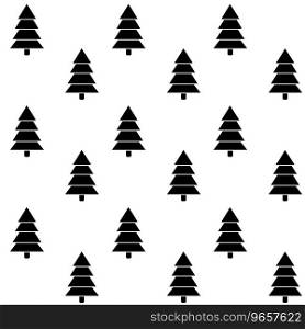 Tree christmas monochrome seamless pattern and background, winter xmas trees repetition, vector illustration. Tree christmas monochrome seamless pattern
