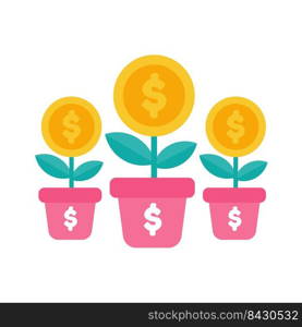 Tree Dollar Coins Vector Growing business investment income concept