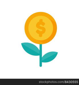 Tree Dollar Coins Vector Growing business investment income concept