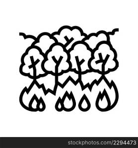 tree fire line icon vector. tree fire sign. isolated contour symbol black illustration. tree fire line icon vector illustration
