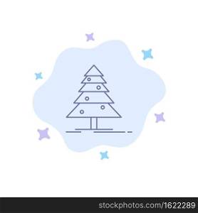 Tree, Forest, Christmas, XMas Blue Icon on Abstract Cloud Background