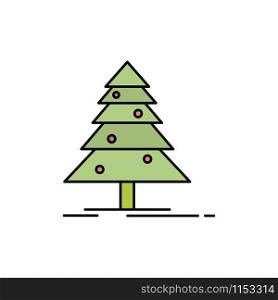 Tree, Forest, Christmas, XMas Flat Color Icon. Vector icon banner Template