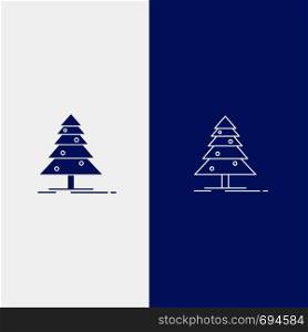 Tree, Forest, Christmas, XMas Line and Glyph Solid icon Blue banner Line and Glyph Solid icon Blue banner