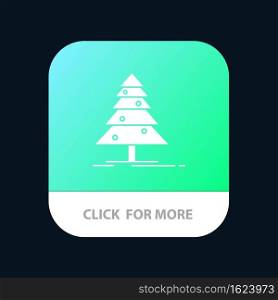 Tree, Forest, Christmas, XMas Mobile App Button. Android and IOS Glyph Version
