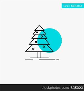 Tree, Forest, Christmas, XMas turquoise highlight circle point Vector icon