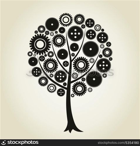 Tree from a gear wheel. A vector illustration