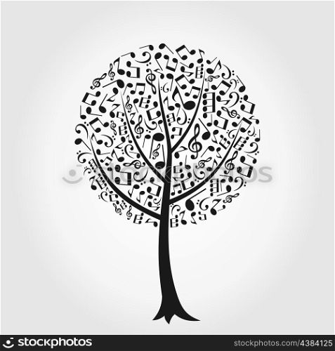 Tree from musical notes. A vector illustration