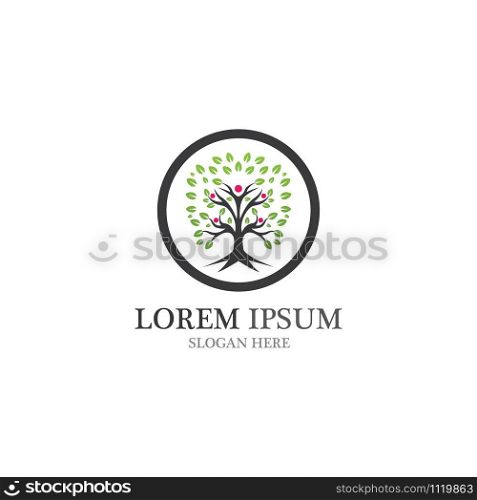 Tree green people identity card vector logo template