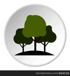 Tree group icon in flat circle isolated vector illustration for web. Tree group icon circle