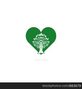 Tree heart logo design. Health and care logo design template.