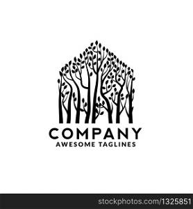 Tree House illustration logo for Environmental care related business,Green House logo, tree house logo,House Logo