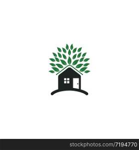Tree House illustrative logo for Environmental care related business. Eco House vector design template.
