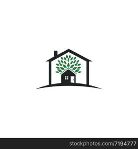 Tree House illustrative logo for Environmental care related business. Eco House vector design template.