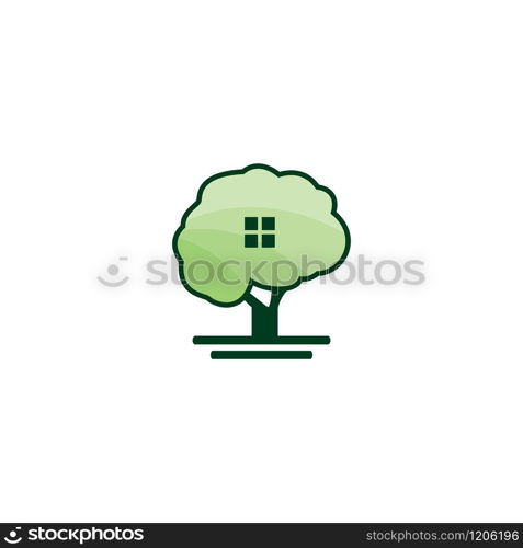 Tree house logo design. Eco House vector design template.