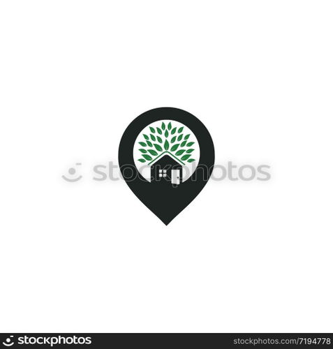 Tree House Pointer Vector Logo Design.