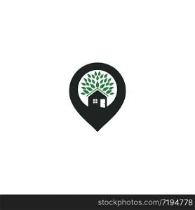 Tree House Pointer Vector Logo Design.
