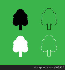 Tree icon Black and white color set . Tree icon . Black and white color set .