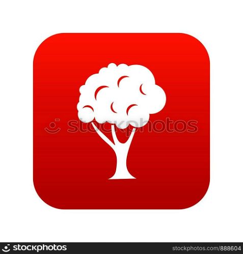 Tree icon digital red for any design isolated on white vector illustration. Tree icon digital red