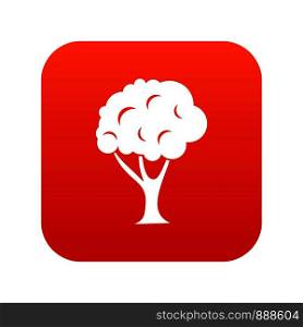 Tree icon digital red for any design isolated on white vector illustration. Tree icon digital red