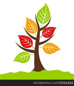 Tree icon. Icon of a tree growing from the earth. A vector illustration