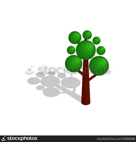 Tree icon in isometric 3d style isolated with shadow on white background. Tree icon, isometric 3d style