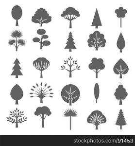 Tree icons isolated on white background. Tree icons isolated on white background. Coniferous and deciduous trees vector graphic symbols