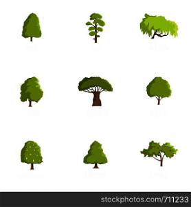Tree icons set. Cartoon set of 9 tree vector icons for web isolated on white background. Tree icons set, cartoon style