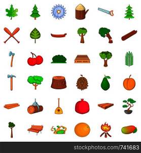 Tree icons set. Cartoon style of 36 tree vector icons for web isolated on white background. Tree icons set, cartoon style