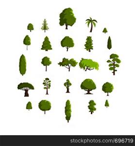 Tree icons set. Flat illustration of 25 tree vector icons isolated on white background. Tree icons set, flat style