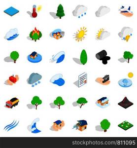 Tree icons set. Isometric style of 36 tree vector icons for web isolated on white background. Tree icons set, isometric style
