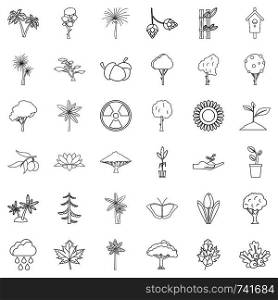 Tree icons set. Outline style of 36 tree vector icons for web isolated on white background. Tree icons set, outline style
