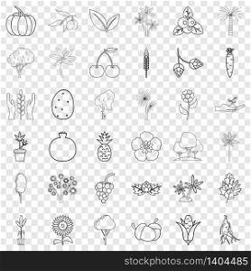 Tree icons set. Outline style of 36 tree vector icons for web for any design. Tree icons set, outline style
