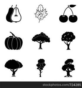 Tree icons set. Simple set of 9 tree vector icons for web isolated on white background. Tree icons set, simple style