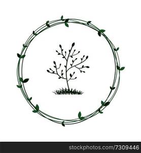 Tree in a green wreath. Ecological symbol of nature conservation. Vector. Eps 10