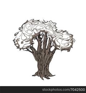 Tree is a human hand, drawn in graphic style