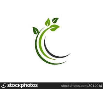 Tree leaf ecology nature element. C Letter Logos of green Tree leaf ecology nature element vector