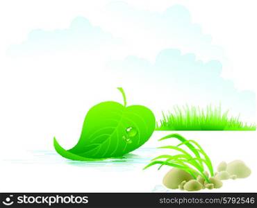 Tree leaf floating on the river. Vector Illustration. Tree leaf floating on the river. Vector Illustration EPS 10