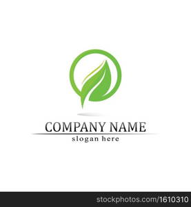 Tree leaf vector and green logo design friendly concept 