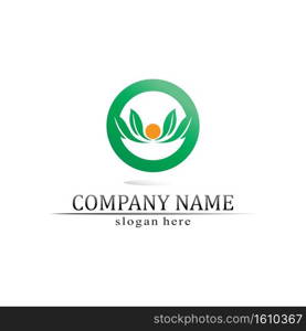 Tree leaf vector and green logo design friendly concept 